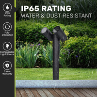 Aspen double LED pedestal lamp 45cm - Tiltable - GU10 fittings - IP65 waterproof - Black - Outdoor lamp suitable as path lighting