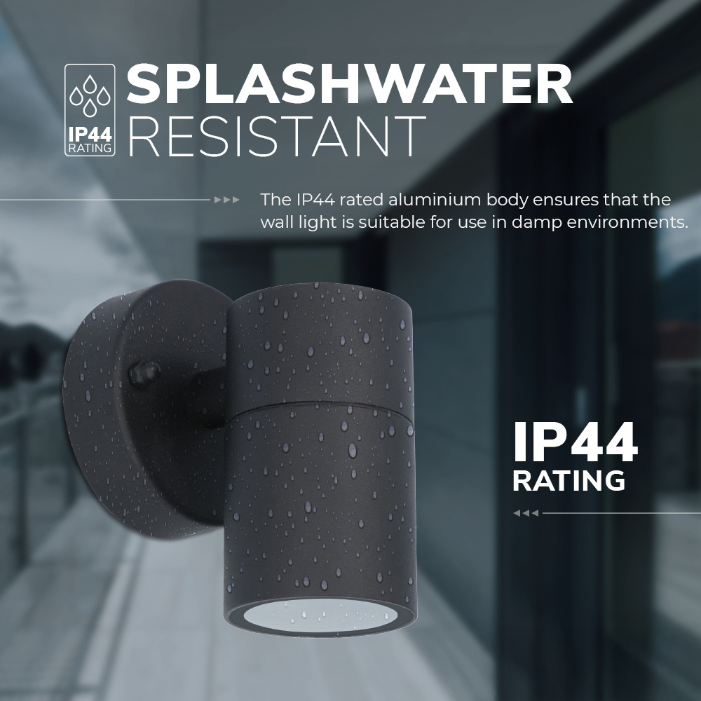 Wandlamp Mason - IP44 Spatwaterdicht - Muurlamp voor binnen en buiten - Incl. GU10 fitting - Dimbaar - Industriële wandlamp - Zwart voor binnen en bu