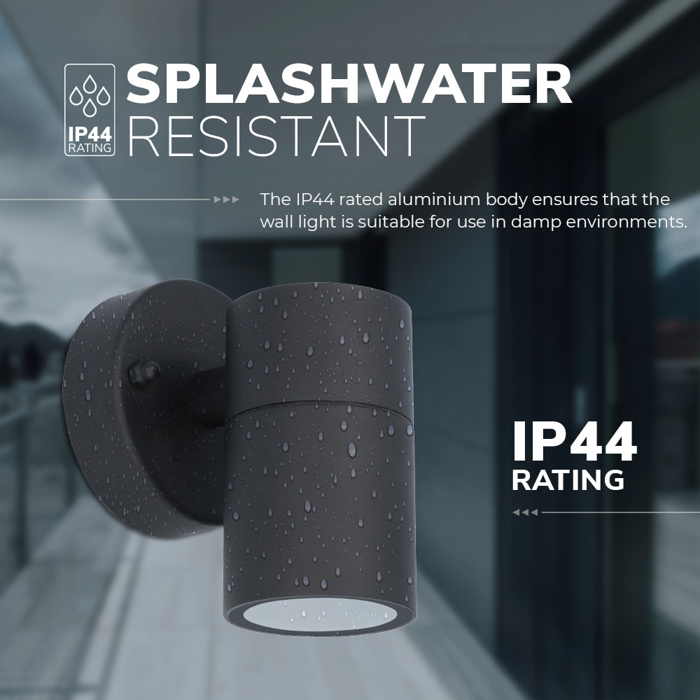 Wandlamp Mason - IP44 Spatwaterdicht - Muurlamp voor binnen en buiten - Incl. 4000K neutraal witte GU10 spot - Dimbaar - Industriële wandlamp - Zwart