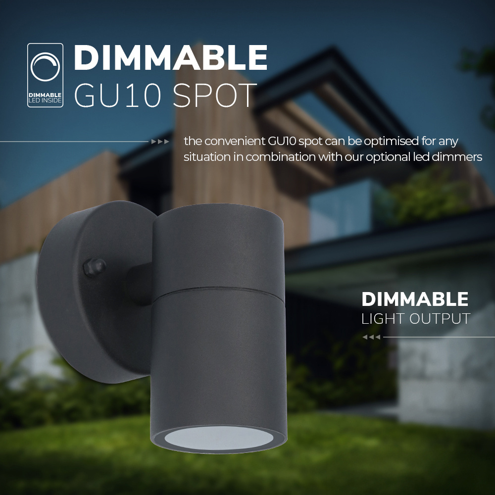 Wandlamp Mason - IP44 Spatwaterdicht - Muurlamp voor binnen en buiten - Incl. 4000K neutraal witte GU10 spot - Dimbaar - Industriële wandlamp - Zwart