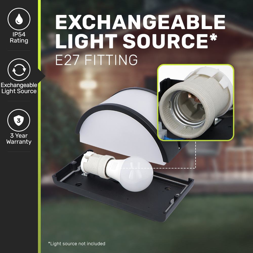 Norton LED wandlamp Diffuus - E27 Fitting - Moderne muurlamp max. 18 Watt - IP54 voor binnen en buiten - Dubbelzijdig - Zwart voor binnen en buiten