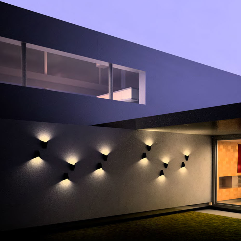 LED Wandlamp Tria zwart 7 Watt 3000K IP54 voor binnen en buiten