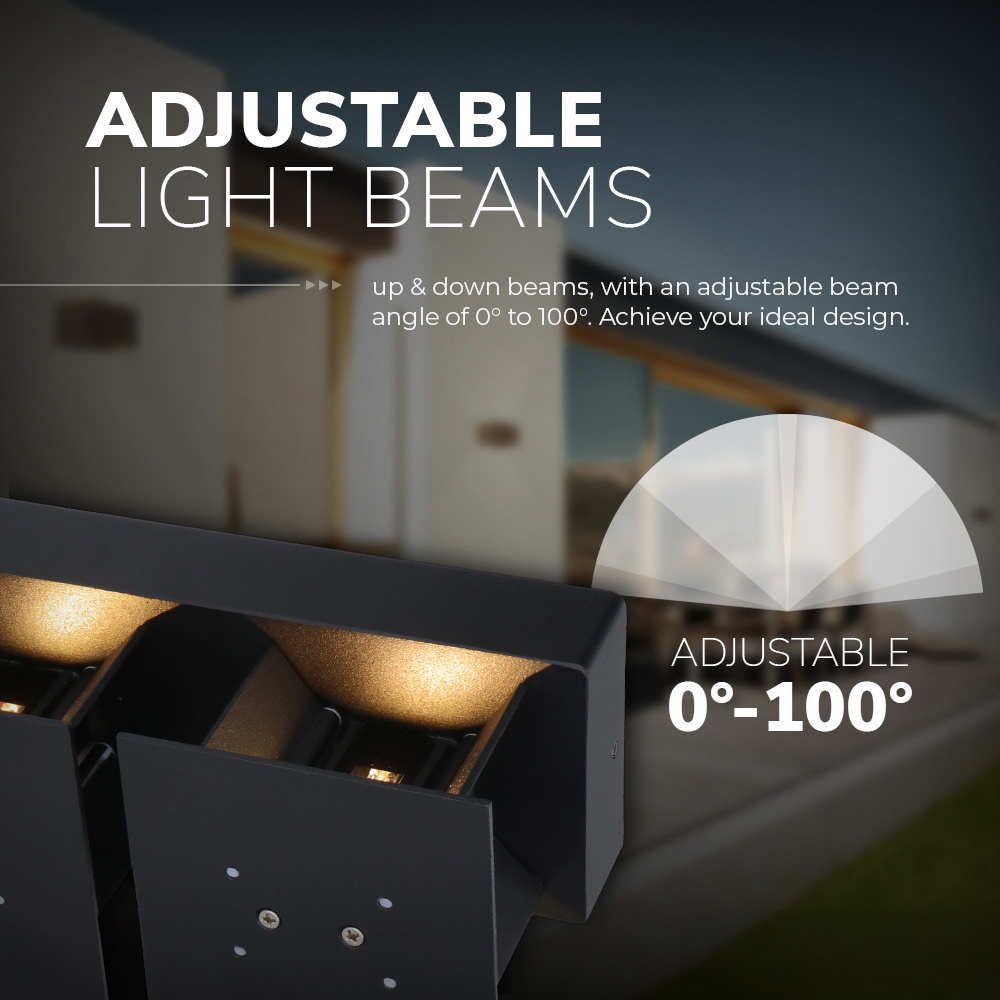 LED wandlamp Kansas dubbel zwart 12 Watt 3000K Up & Down light IP65 voor binnen en buiten