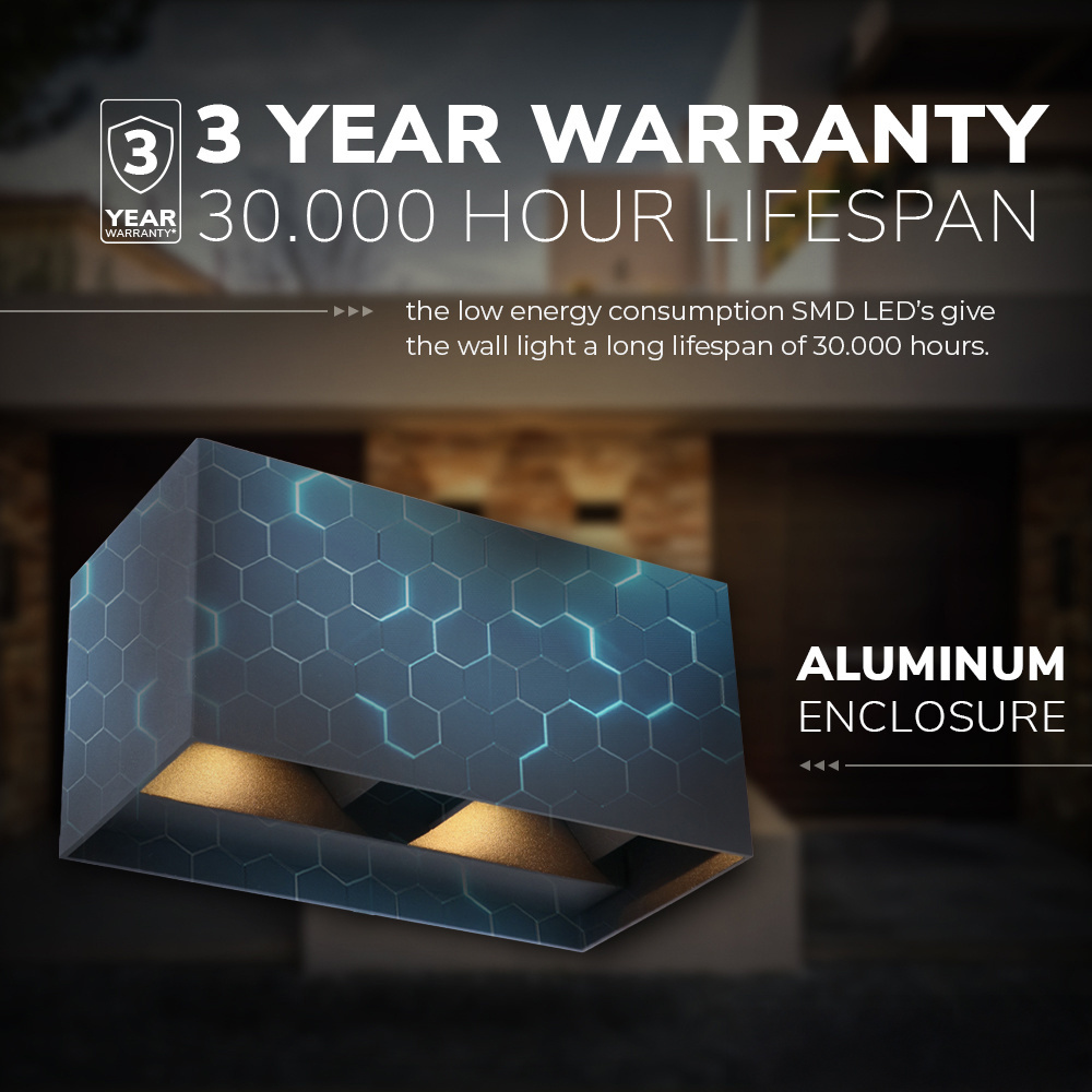 LED wandlamp Kansas dubbel zwart 12 Watt 3000K Up & Down light IP65 voor binnen en buiten