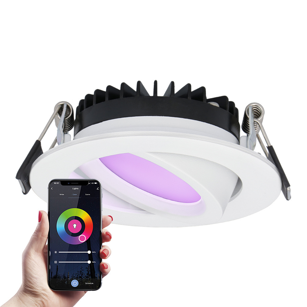 HOFTRONIC SMART Smart LED inbouwspot Rome Wit 6 Watt WiFi Bluetooth RGBWW IP44 Dimbaar via app Kantelbaar