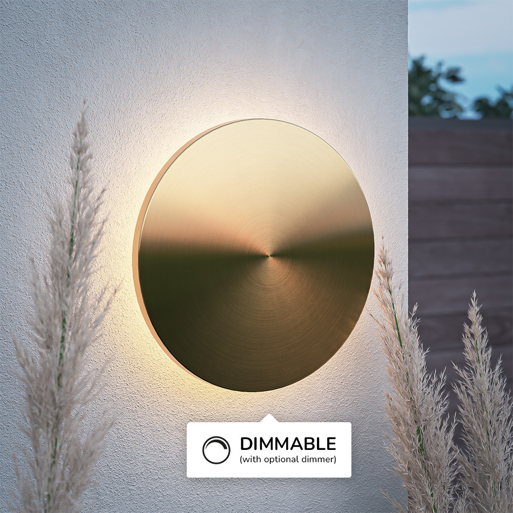 Casper XL LED Wandlamp Goud - 2700K warm wit - 27 Watt - Rond - Muurlamp voor binnen en buiten voor binnen en buiten