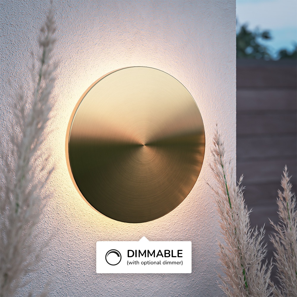 Casper L LED Wandlamp Goud - 2700K warm wit - 19 Watt - Rond - Muurlamp voor binnen en buiten voor binnen en buiten