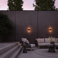Blaze PIR LED wall light smoked glass - Twilight and motion sensor - ex. E27 light source - max. 15 Watt - Up & Down light - Wall lamp - Wall lighting - IP44 for indoor and outdoor use – Black