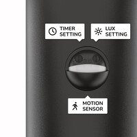 Blaze PIR LED wandlamp smoked glas - Schemer- en bewegingssensor - ex. E27 lichtbronnen - max. 15 Watt - Up Light - Muurlamp - Muurverlichting - IP44 voor binnen en buiten – Zwart