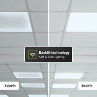 6x LED Panel - 60x60 cm - 18/25 Watt - 4500 lumen - 180 lumen/watt - 6500K daylight white - UGR22 - Flicker-free - Incl. Philips Xitanium Driver - 5 year warranty