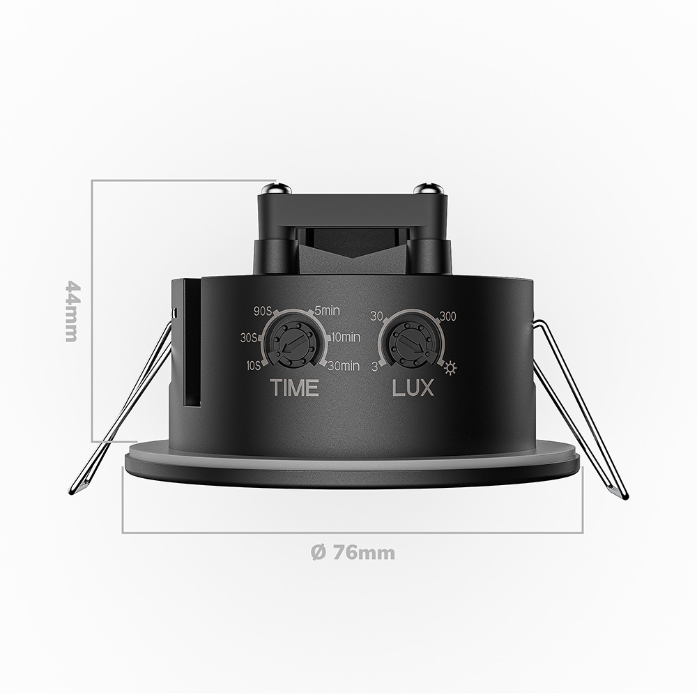 PIR Bewegingssensor met Schemerschakelaar - 360° Detectie - Bereik 8 meter - IP20 - Maximaal 600 Watt - Inbouw - Zwart - 220-240V afbeelding