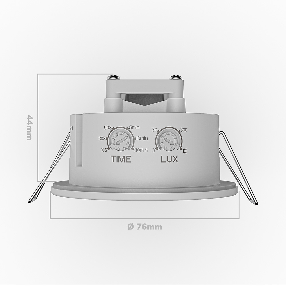 PIR Bewegingssensor met Schemerschakelaar - 360° Detectie - Bereik 8 meter - IP20 - Maximaal 600 Watt - Inbouw - Wit - 220-240V afbeelding