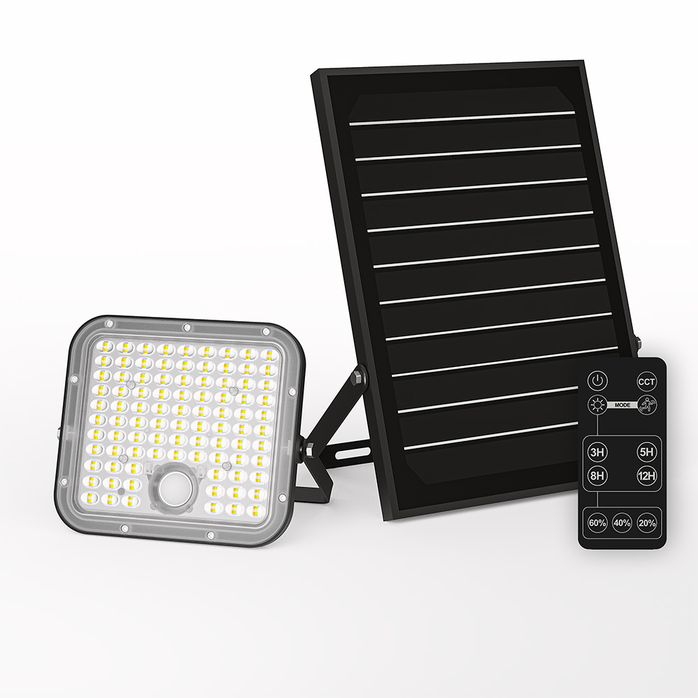 HOFTRONIC™ Vega LED Solar Breedstraler met bewegingssensor - Incl. Schemersensor - Los zonnepaneel - Schijnwerper, breedstraler - IP65 waterdicht - 180 LED&apos;s - 30 watt - 2800-6500K - Warm wit licht - Daglicht wit licht - 4800 lumen - Zwart