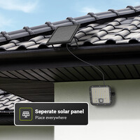 Vega LED Solar Breedstraler met bewegingssensor - Incl. Schemersensor - Los zonnepaneel - Schijnwerper, breedstraler - IP65 waterdicht - 180 LED's - 30 watt - 2800-6500K - Warm wit licht - Daglicht wit licht - 4800 lumen - Zwart
