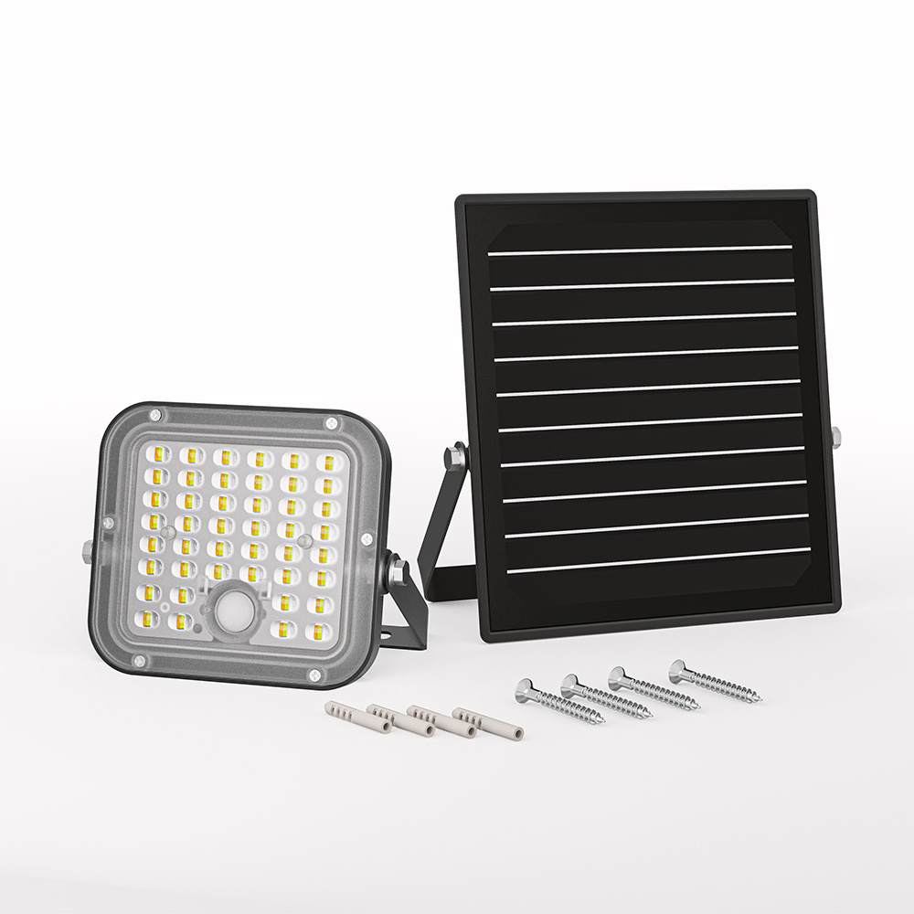 Vega LED Solar breedstraler met bewegingssensor - Incl. Schemersensor - Los zonnepaneel - Schijnwerper - IP65 waterdicht - 88 LED's - 10 watt - 2800-6