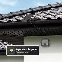 Vega LED Solar Wandleuchte Außen mit Bewegungsmelder - Inkl. Dämmerungssensor - Separates Solarpanel - Flutlicht, Breitstrahl - IP65 Wasserdicht - 88 LEDs - 10 Watt - 2800-6500K - Warmweißes Licht - Tageslichtweißes Licht - 1500 Lumen - Schwarz