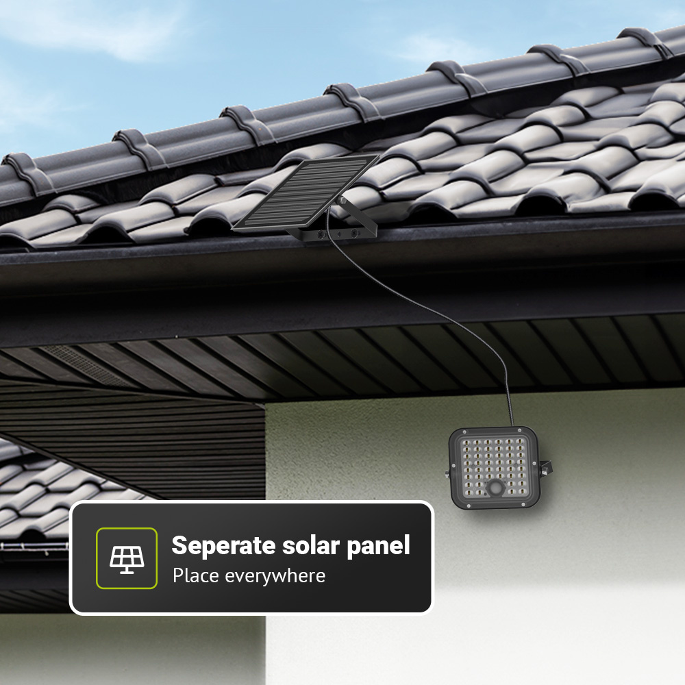 Vega LED Solar breedstraler met bewegingssensor - Incl. Schemersensor - Los zonnepaneel - Schijnwerper - IP65 waterdicht - 88 LED's - 10 watt - 2800-6
