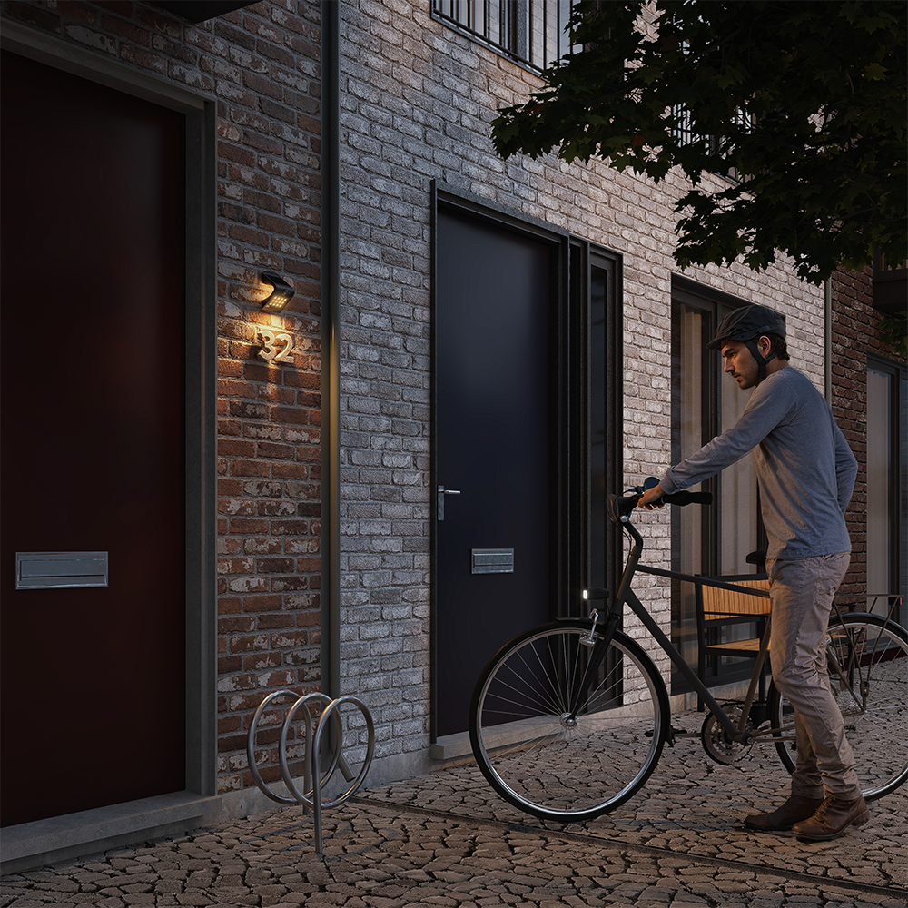 Rhodes LED Solar Wandlamp met bewegingssensor 2 lichtstanden 14 LEDS 3000K Warm wit afbeelding