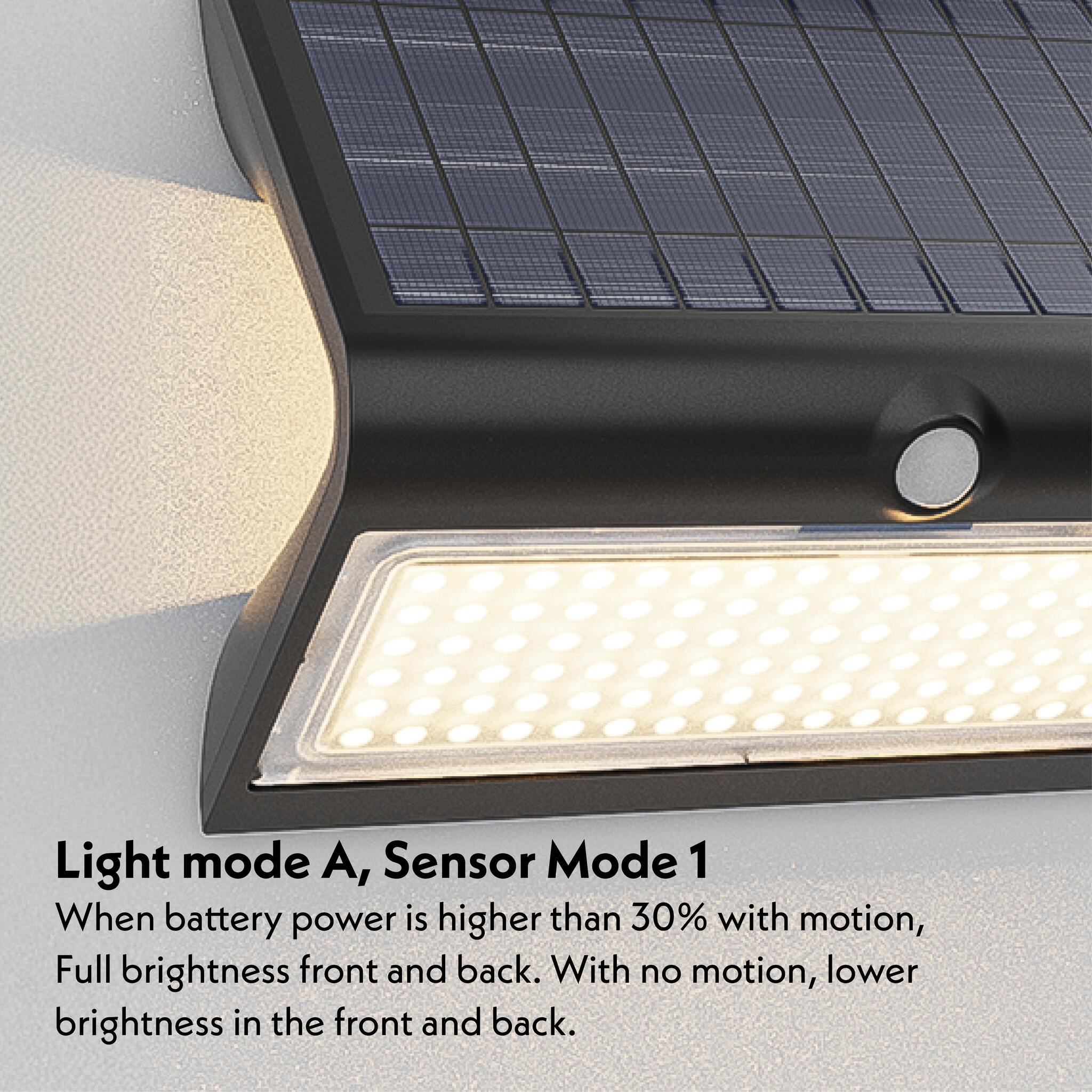 Rhodes LED Solar Wandlamp met bewegingssensor 2 lichtstanden 104 LEDS 3000K Warm wit