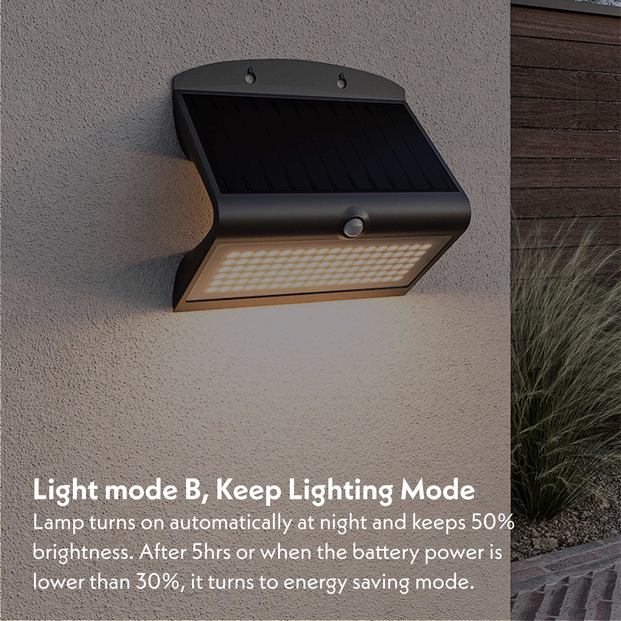 Rhodes LED Solar Wandlamp met bewegingssensor 2 lichtstanden 104 LEDS 3000K Warm wit