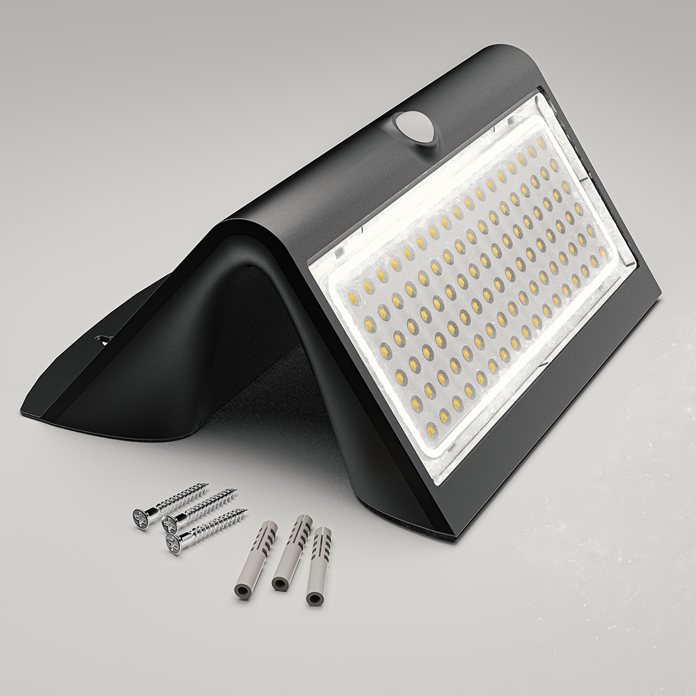 Rhodes LED Solar Wandlamp met bewegingssensor 2 lichtstanden 104 LEDS 3000K Warm wit