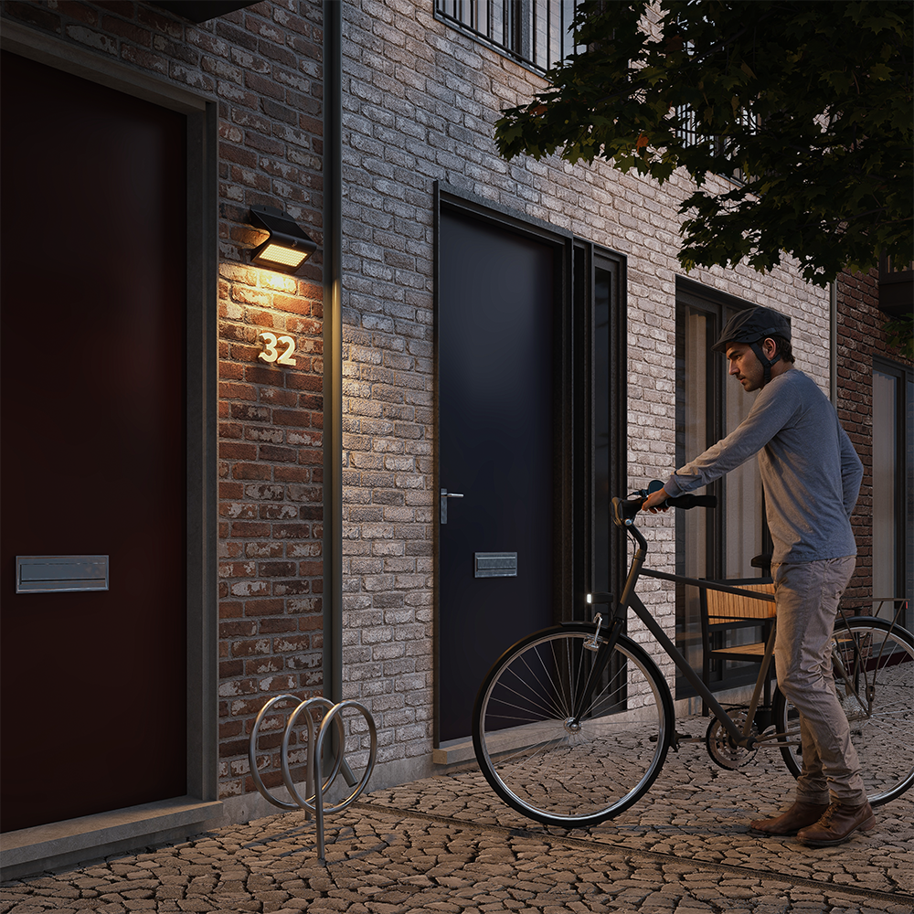 Rhodes LED Solar Wandlamp met bewegingssensor 2 lichtstanden 104 LEDS 3000K Warm wit afbeelding