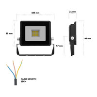 Stratos LED Breedstraler 10 Watt 735 lumen IP65 6500K Zwart 2 jaar garantie