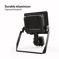 Stratos LED Floodlight with PIR sensor 10 Watt 735 lumens IP65 4000K Black 2-year warranty