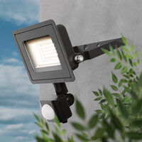 Stratos LED Floodlight with PIR sensor 20 Watt 1620 lumens IP65 6500K Black 2-year warranty