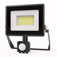 Stratos LED Floodlight with PIR sensor 30 Watt 2505 lumens IP65 6500K Black 2-year warranty