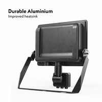 Stratos LED Floodlight with PIR sensor 30 Watt 2505 lumens IP65 6500K Black 2-year warranty