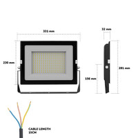 Stratos LED Fluter 150 Watt 13120 Lumen IP65 4000K Schwarz 2 Jahre Garantie