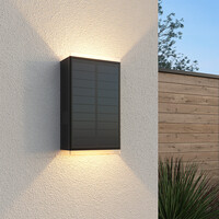 Jovi Solar LED Wandlamp - Incl. Schemerschakelaar - Up & Down light - 2700K warm wit - Zwart - IP65 waterdicht - 50 lumen - Tuinverlichting - Buitenlamp