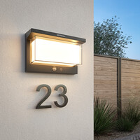 Arlo LED Solar Wandleuchte mit PIR-Sensor Dämmerungsschalter 4 Lichtstufen 2700K warmweiß IP65