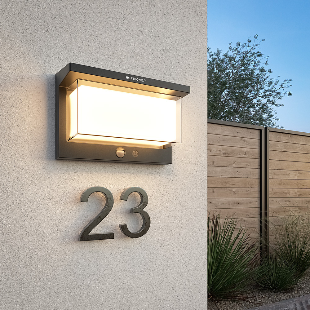Arlo LED Solar wandlamp met PIR sensor schemerschakelaar 4 lichtstanden 2700K warm wit IP65 met bewegingssensor