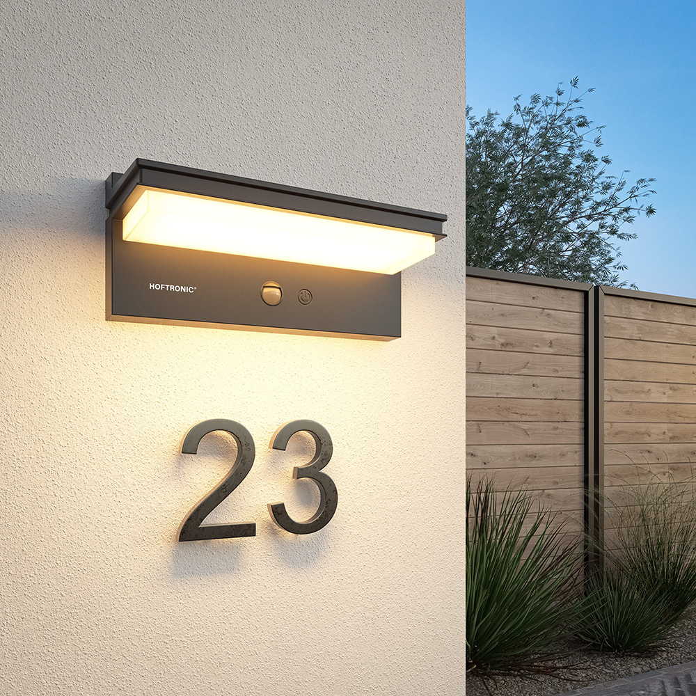 Veda LED Solar wandlamp met PIR sensor schemerschakelaar 4 lichtstanden 2700K warm wit IP65