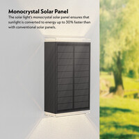 Jovi Solar LED Wandlamp - Incl. Schemerschakelaar - Up & Down light - 2700K warm wit - Zwart - IP65 waterdicht - 50 lumen - Tuinverlichting - Buitenlamp