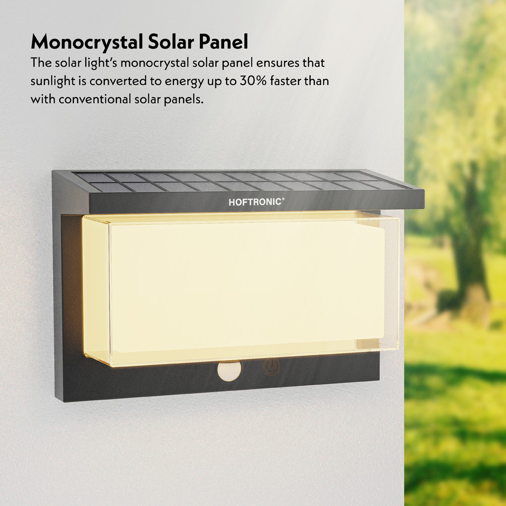 Arlo LED Solar wandlamp met PIR sensor schemerschakelaar 4 lichtstanden 2700K warm wit IP65 met bewegingssensor