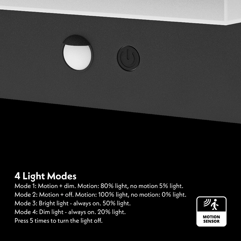 Veda LED Solar wandlamp met PIR sensor schemerschakelaar 4 lichtstanden 2700K warm wit IP65
