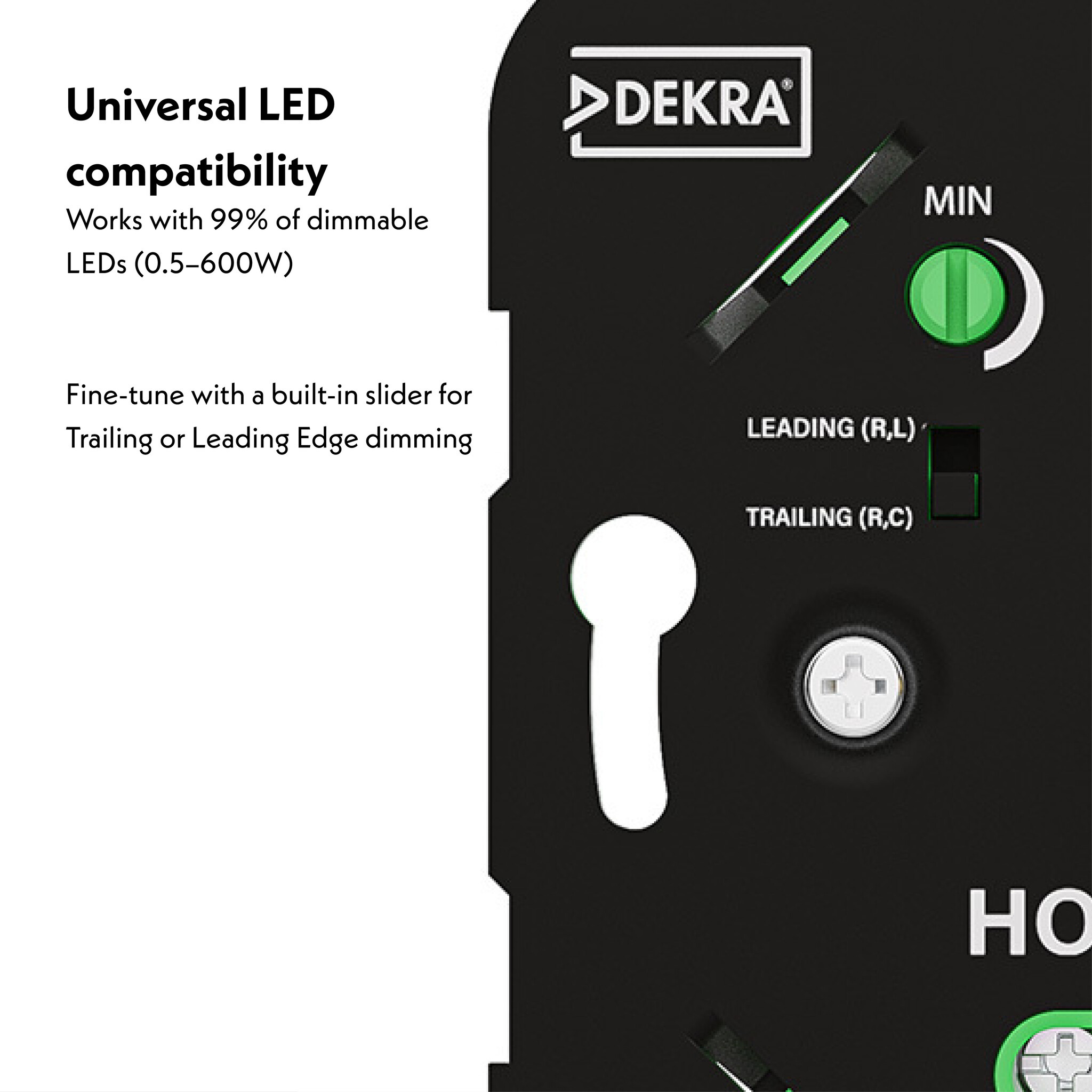 LED dimmer HD600W - 0.5-600 watt - Geschikt voor fase afsnijding (trailing edge) & fase aansnijding (leading edge) - 2-draadsdimmer - Inbouw dimmer -