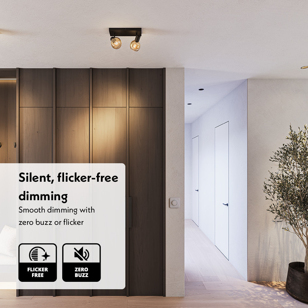 LED dimmer HD300W - 0.5-300 watt - Geschikt voor fase afsnijding (trailing edge) & fase aansnijding (leading edge) - 2-draadsdimmer - Inbouw dimmer - afbeelding