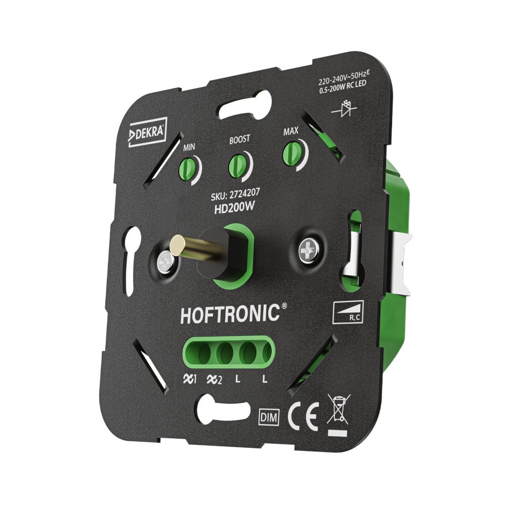 HOFTRONIC™ LED dimmer HD200W 0.5 200 watt Geschikt voor fase afsnijding (trailing edge) 2 draadsdimmer Inbouw dimmer Universeel