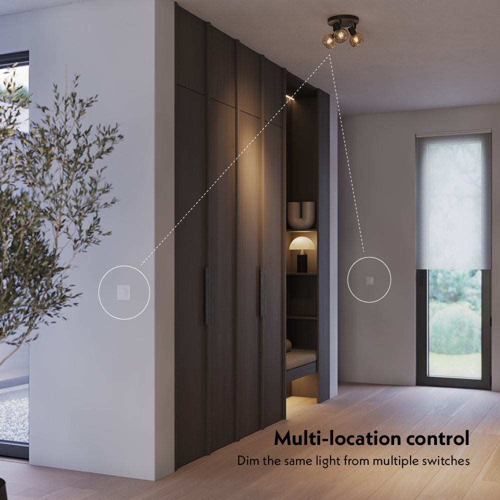 Smart Zigbee LED dimmer - 0.5 - 300 watt - Geschikt voor fase afsnijding (trailing edge) & fase aansnijding (leading edge) - Multiway control - Inbouw afbeelding