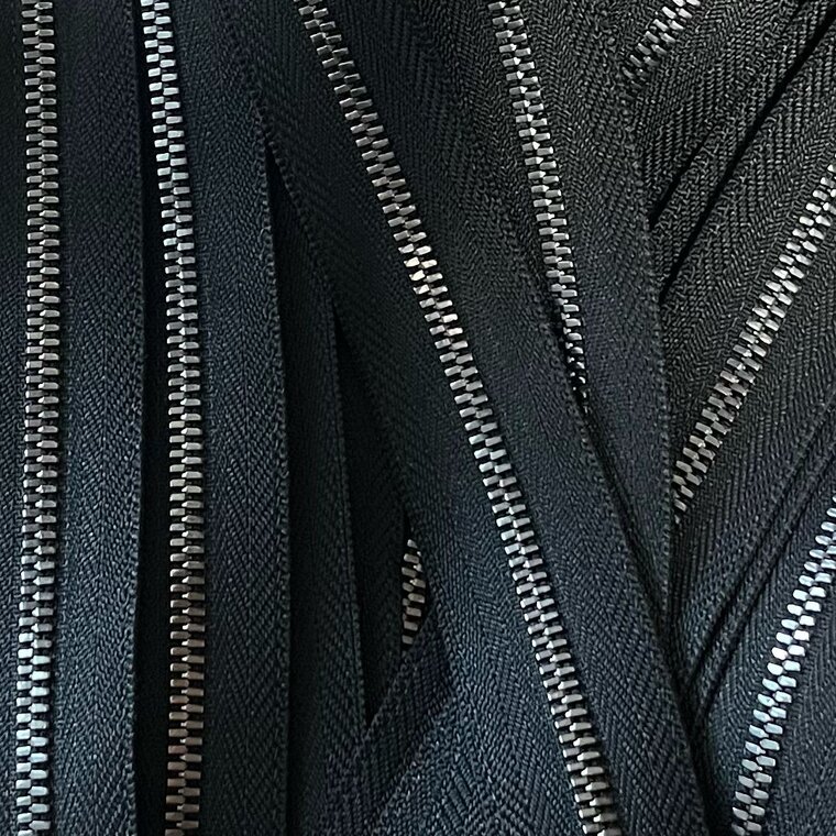 Metalen rits gun metal maat 3 zwart