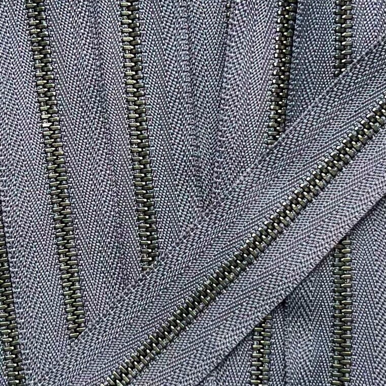 Metalen rits gun metal maat 3 paarsgrijs licht