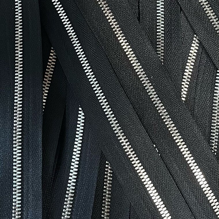 Metalen rits nikkel maat 3 zwartgrijs