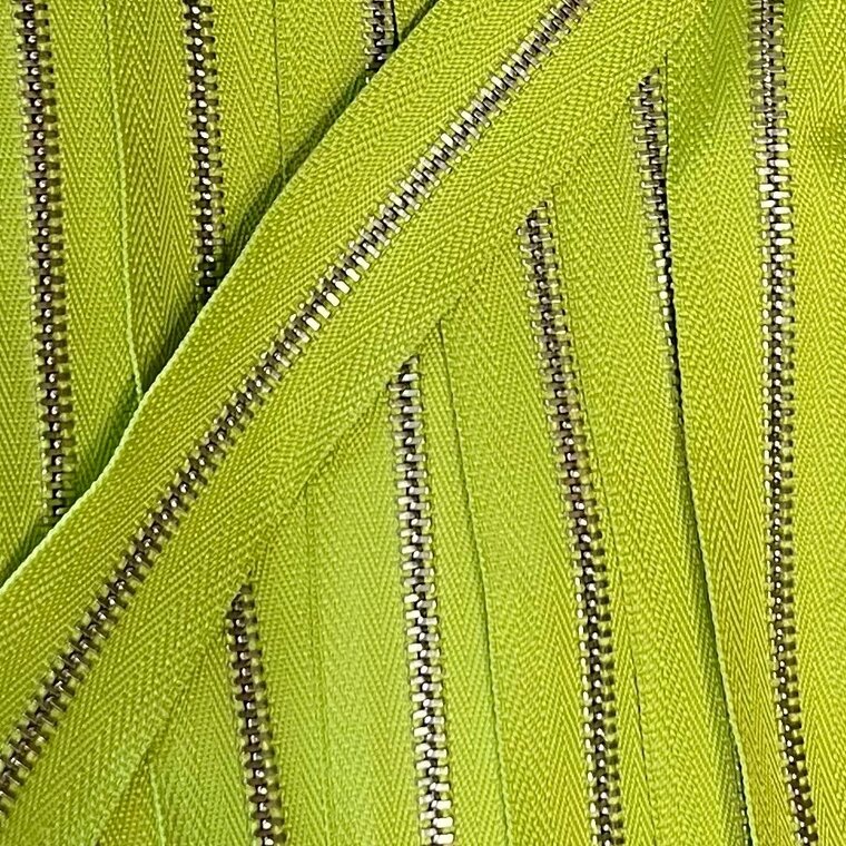 Metalen rits nikkel maat 3 appelgroen