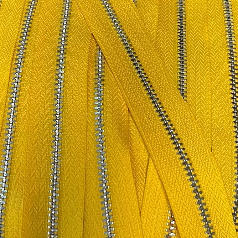 Metalen rits nikkel maat 3 okergeel