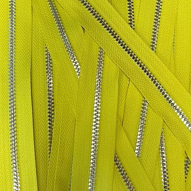 Metalen rits nikkel maat 3 lichtgeel