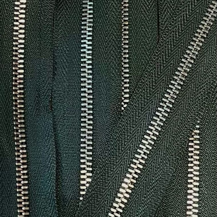 Metalen rits nikkel maat 3 donkergroen